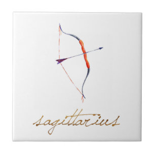 Watercolor Sagittarius Bow & Arrow Ceramic Tile