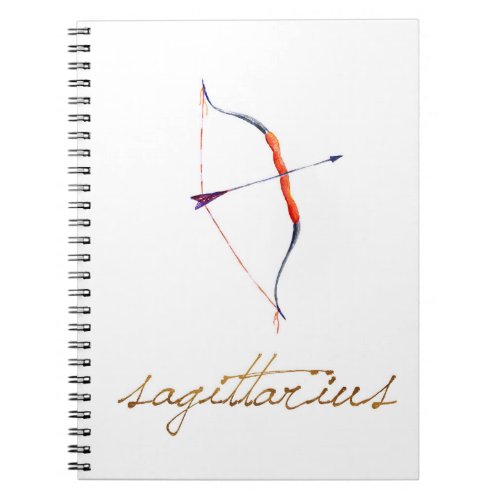 Watercolor Sagittarius Bow  Arrow Notebook