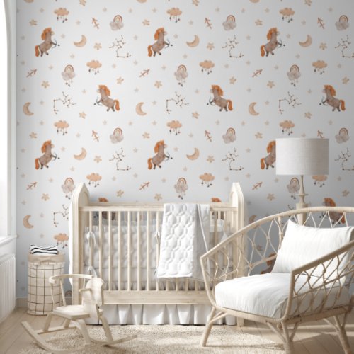 Watercolor Sagittarius Zodiac Nursery Wallpaper