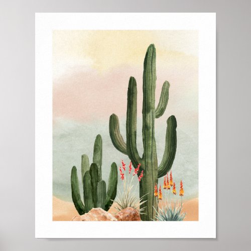 Watercolor Saguaro Cactus Nursery Poster