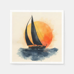 Watercolor Sailboat at Sunset Napkins