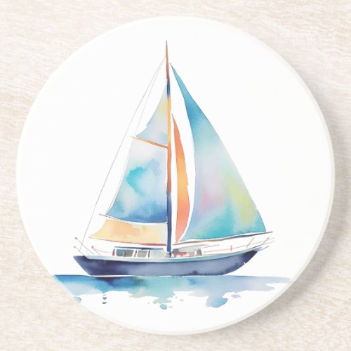Watercolor Sailboat Coaster