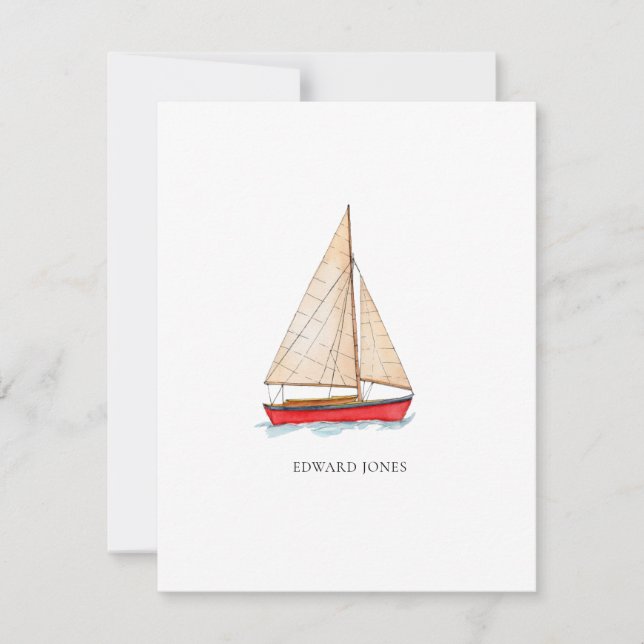 Watercolor Sailboat flat Thank You Card (Front)