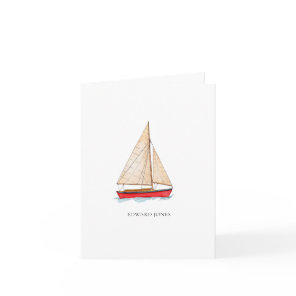 Watercolor Sailboat folded Thank You Card