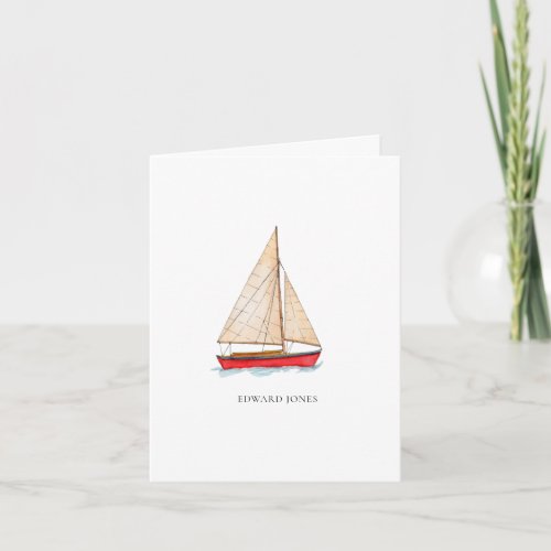 Watercolor Sailboat folded Thank You Card