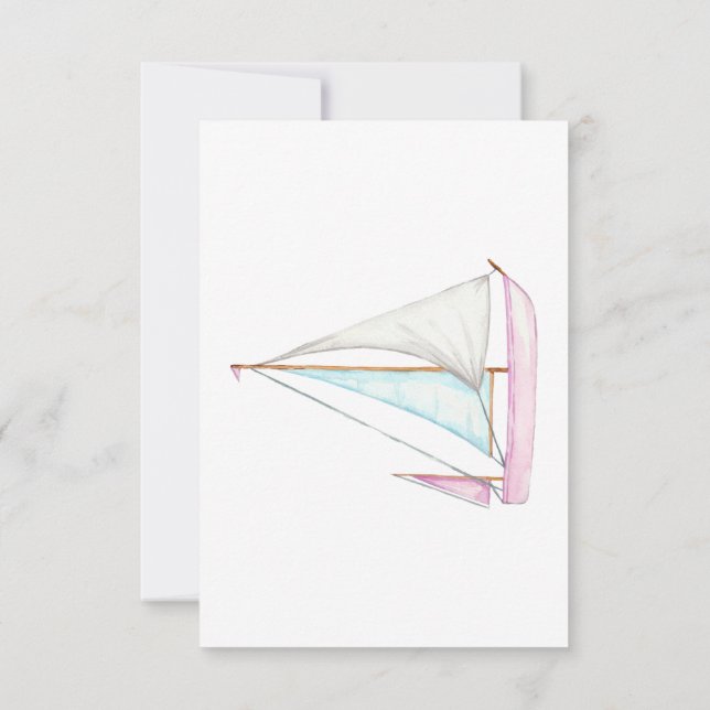 Watercolor Sailboat Funeral Thank You, Sympathy   Note Card (Back)