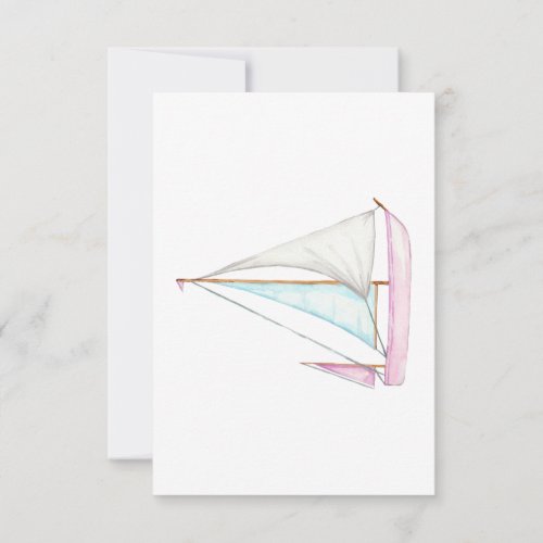 Watercolor Sailboat Funeral Thank You Sympathy   Note Card