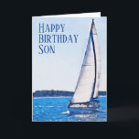 Watercolor Sailboat Happy Birthday Son Card<br><div class="desc">A birthday card for a son with a watercolor sailboat.</div>