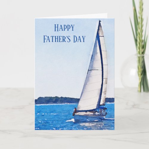 Watercolor Sailboat Happy Fathers Day Card