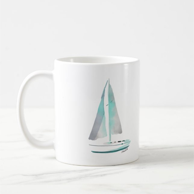 Watercolor Sailboat Mug (Left)