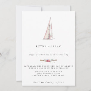 Watercolor Sailboat Nautical Wedding Invitation