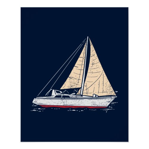 Watercolor Sailboat Nursery and Living Room Poster