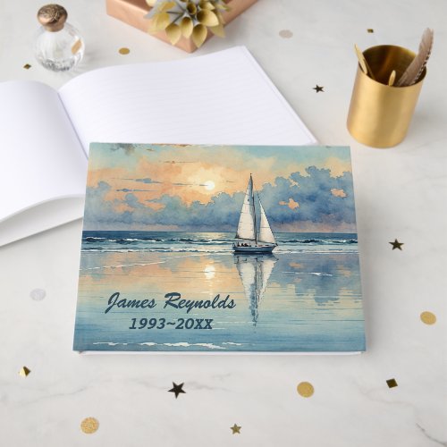 Watercolor Sailboat On Ocean for Memorial Service