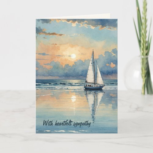 Watercolor Sailboat On Ocean Sympathy Card