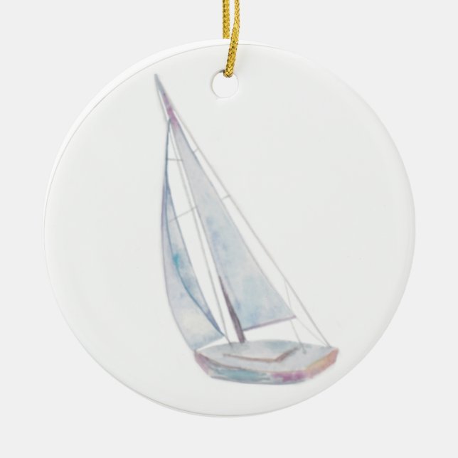 Watercolor Sailboat Ornament (Front)