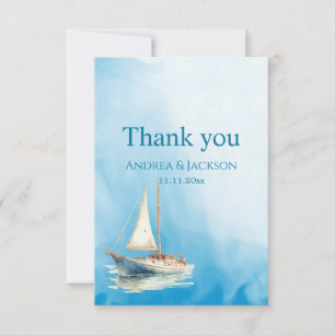Watercolor Sailboat Photo Thank You
