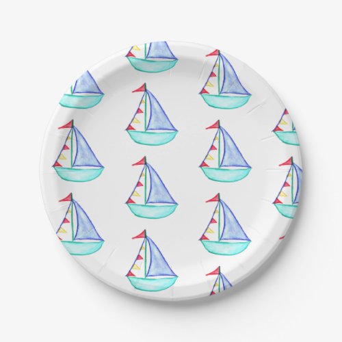 Watercolor Sailboat Plates