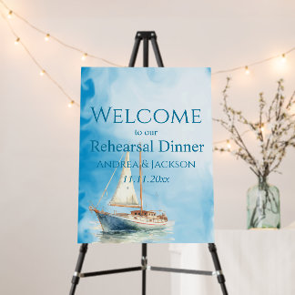 Watercolor Sailboat QR Code Rehearsal Foam Board