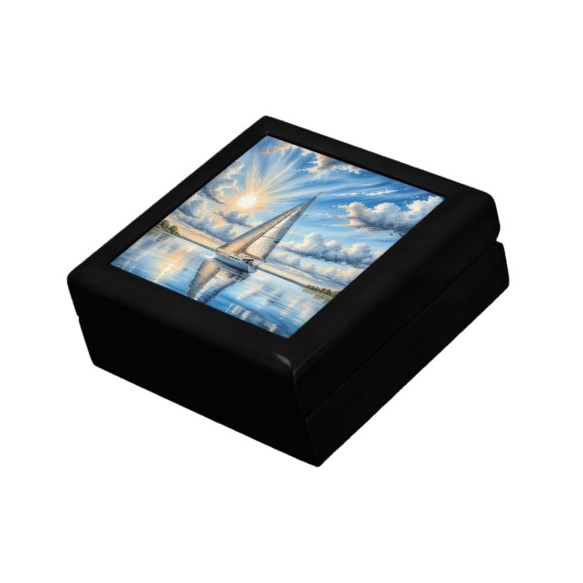 Watercolor Sailboat Sailing  Gift Box (Side)