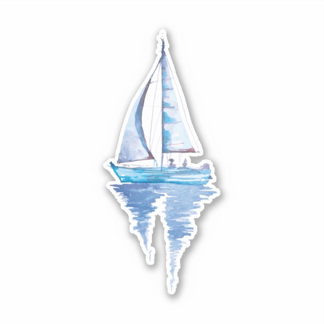 Watercolor Sailboat Sticker (Front)