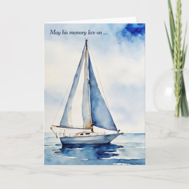 Watercolor Sailboat Sympathy Card (Front)