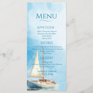 Watercolor Sailboat Wedding Menu