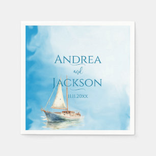 Watercolor Sailboat Wedding Napkins