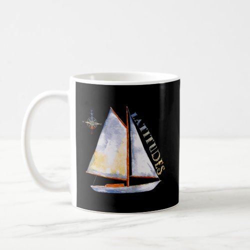 Watercolor Sailboat With Compass And Latitudes Sai Coffee Mug