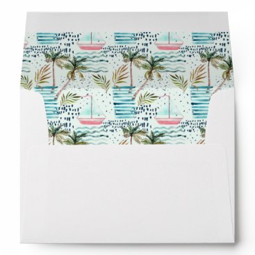 Watercolor Sailboat with Palm Tree Pattern Envelope Watercolor Sailboat with Palm Tree Pattern Envelope