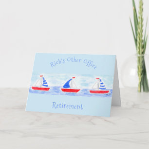 Watercolor Sailboats RETIREMENT Personalize Card