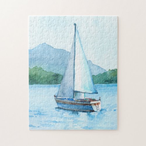 Watercolor Sailing Boat Jigsaw Puzzle