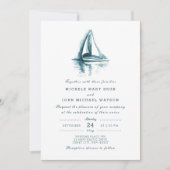 Watercolor Sailing Boat Wedding Invitation (Front)