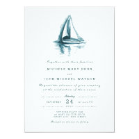 Watercolor Sailing Boat Wedding Invitation