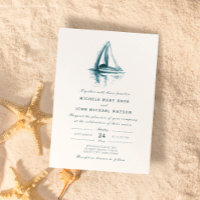 Watercolor Sailing Boat Wedding Invitation