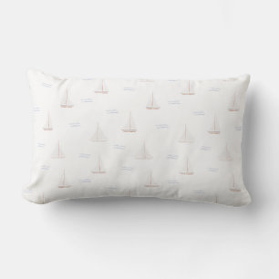 Watercolor sailing boats lumbar pillow