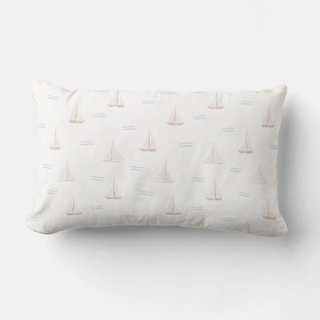 Watercolor sailing boats  lumbar pillow (Front)