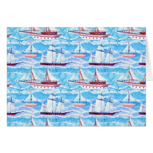 Watercolor Sailing Ships Pattern (Front Horizontal)