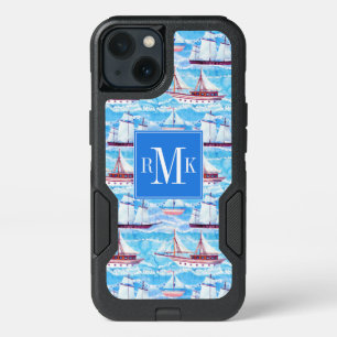 Watercolor Sailing Ships Pattern iPhone 13 Case