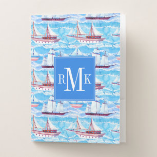Watercolor Sailing Ships Pattern Pocket Folder