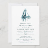 Watercolor Sailing Yacht Party Bridal Shower Invitation (Front)