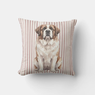Watercolor Saint Bernard Dog Decorative Pillow