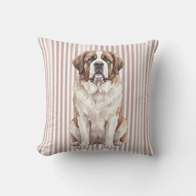 Watercolor Saint Bernard Dog Decorative Pillow (Front)