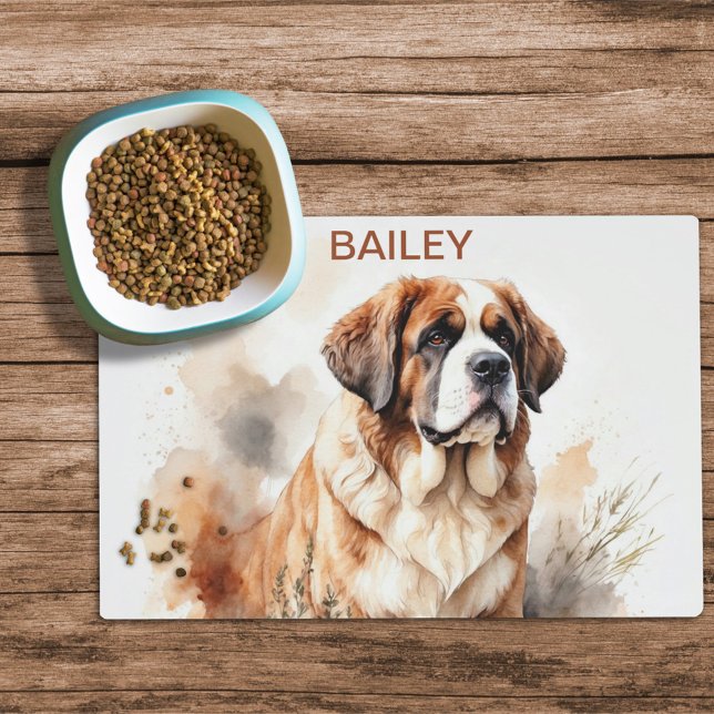 Watercolor Saint Bernard Dog Food Mat (Creator Uploaded)