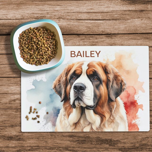 Watercolor Saint Bernard Dog Food Mat (Creator Uploaded)