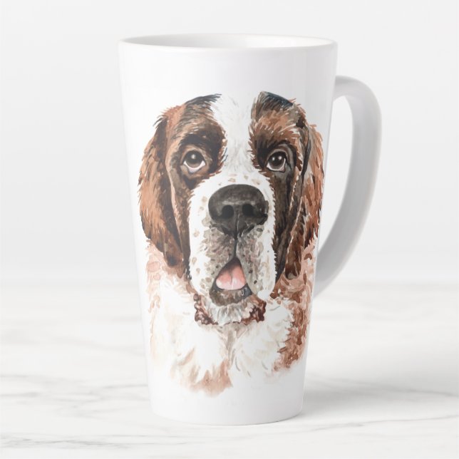 Watercolor Saint Bernard Latte Mug (Right Angle)