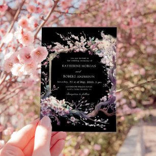 Watercolor Sakura Cherry Flower Wedding Invitation
