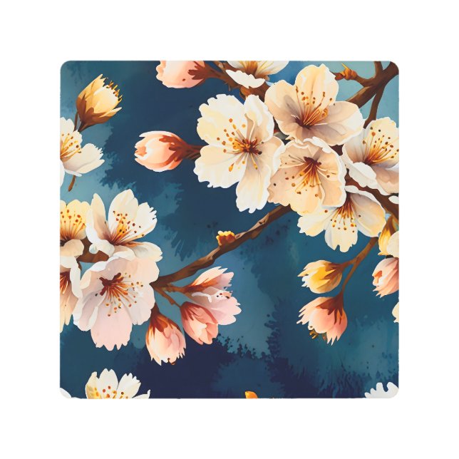 Watercolor Sakura Dreams Metal Print (Front)