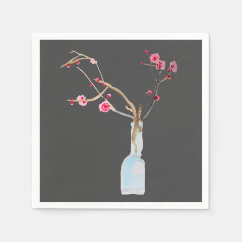 Watercolor sakura pink cherry blossom napkins