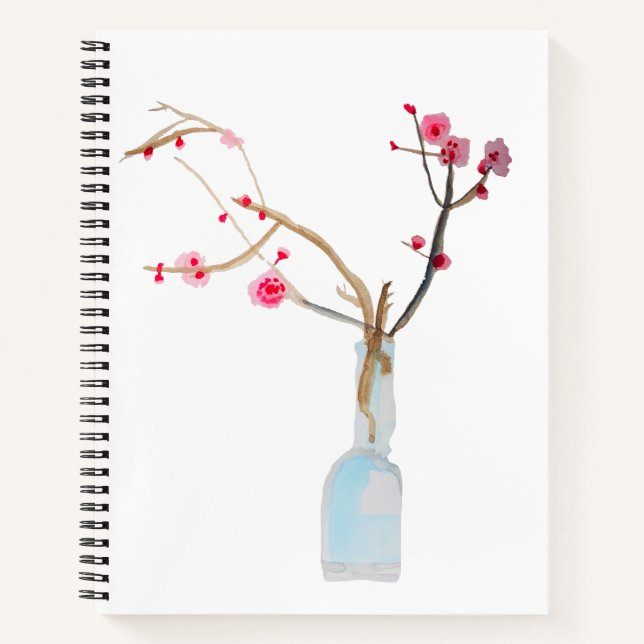 Watercolor sakura pink cherry blossom notebook (Front)