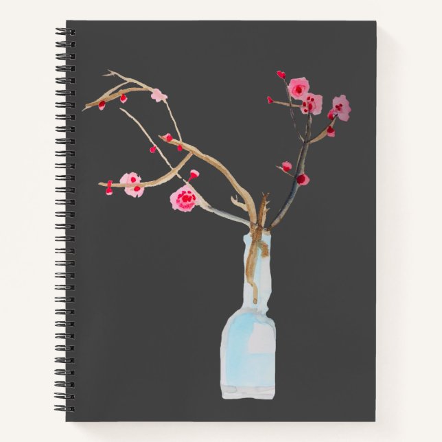 Watercolor sakura pink cherry blossom notebook (Front)